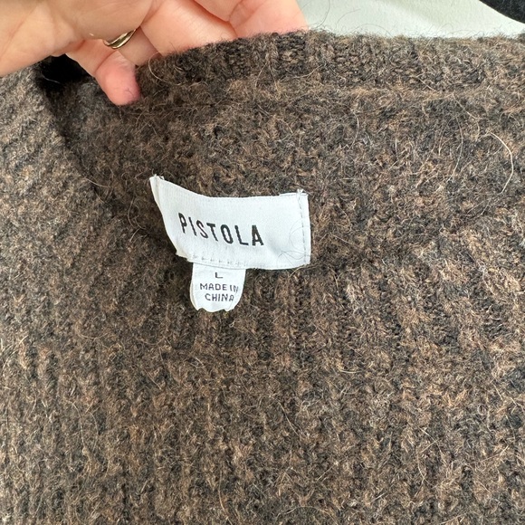Pistola Espresso Mohair Blend Sweater | cozy textured knit crewneck Size L - Picture 2 of 5
